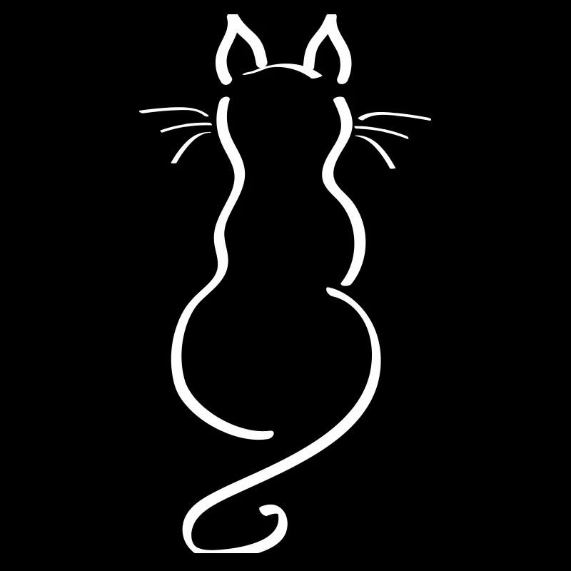 Cat Minimalist Line Back Plain