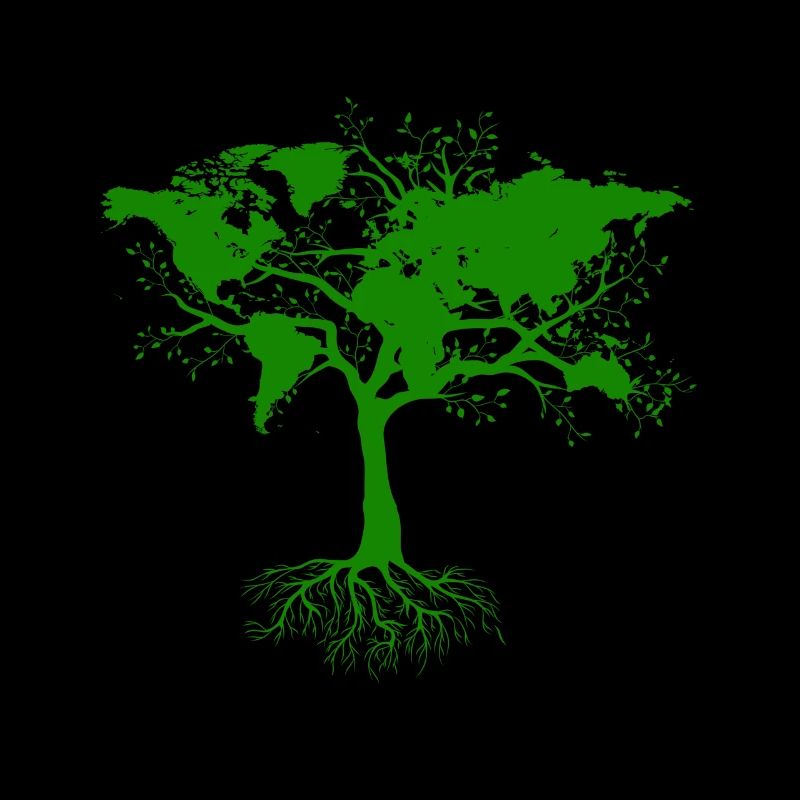 Tree with world maps green