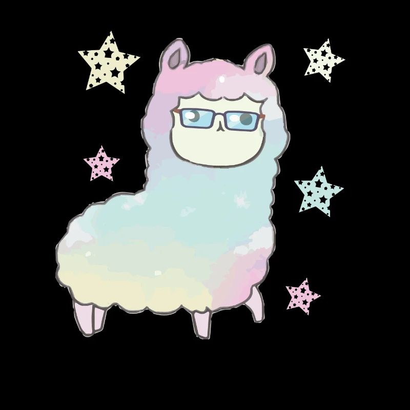 Rainbow alpaca llama with glasses gift idea