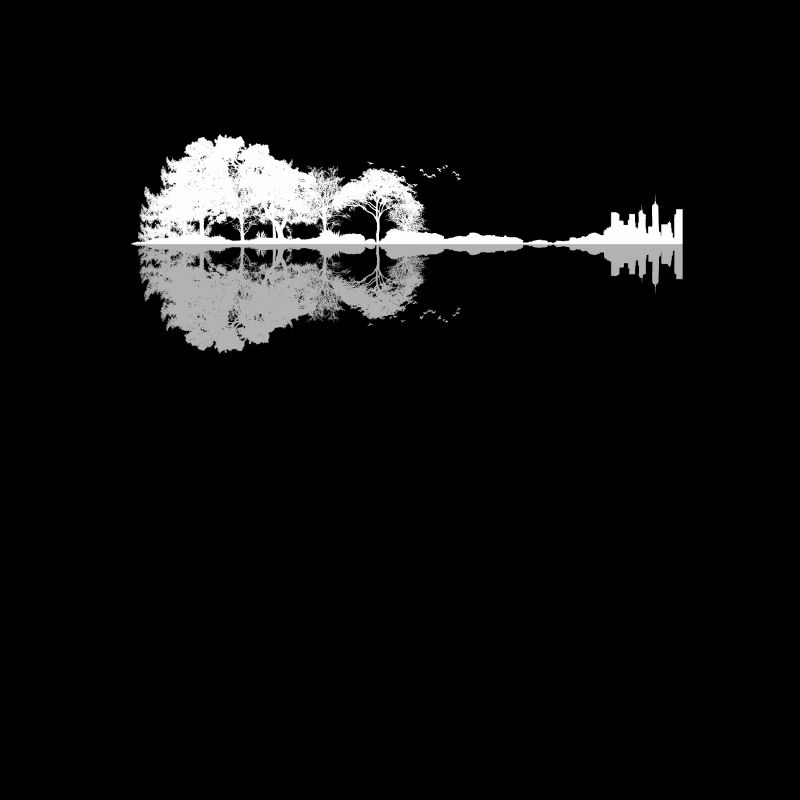 Acoustic guitar forest nature reflection mirror