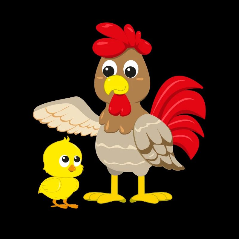 Comic Design Huhn mit Küken