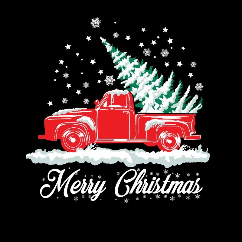 Roter Schnee-LKW und Weihnachtsbaum - nostalgisches Weihnachten