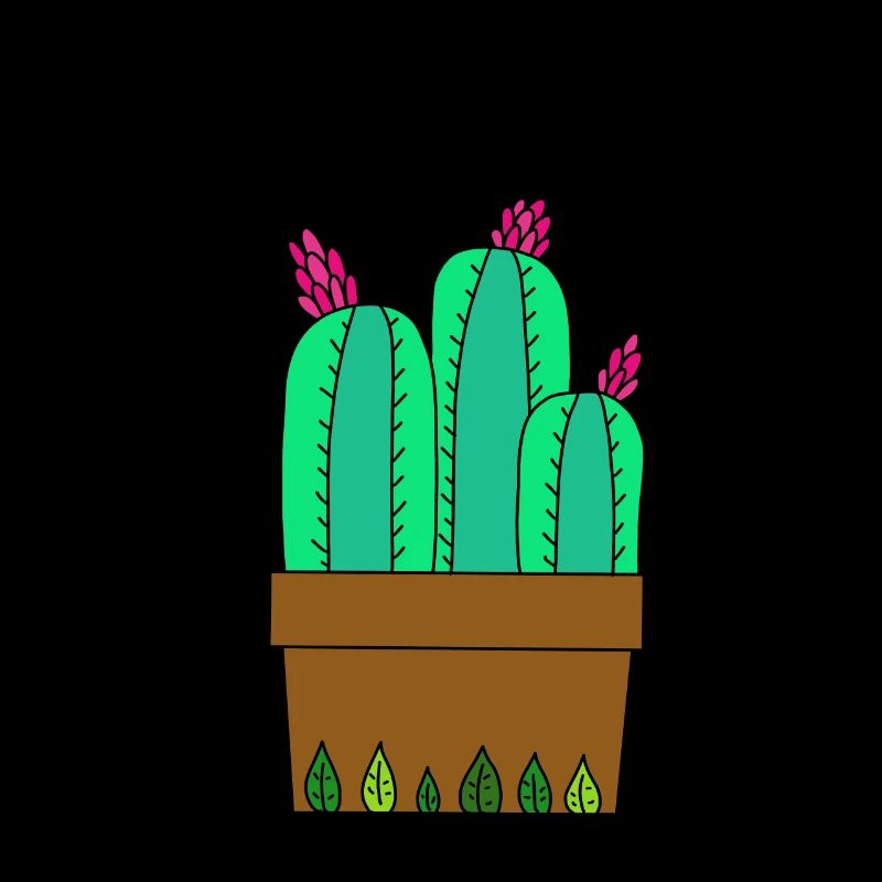 Flowering Cacti In Leafy Pot