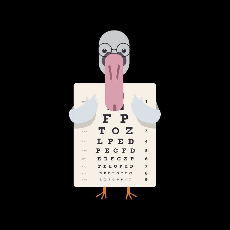 Schwan mit eye chart Augentest