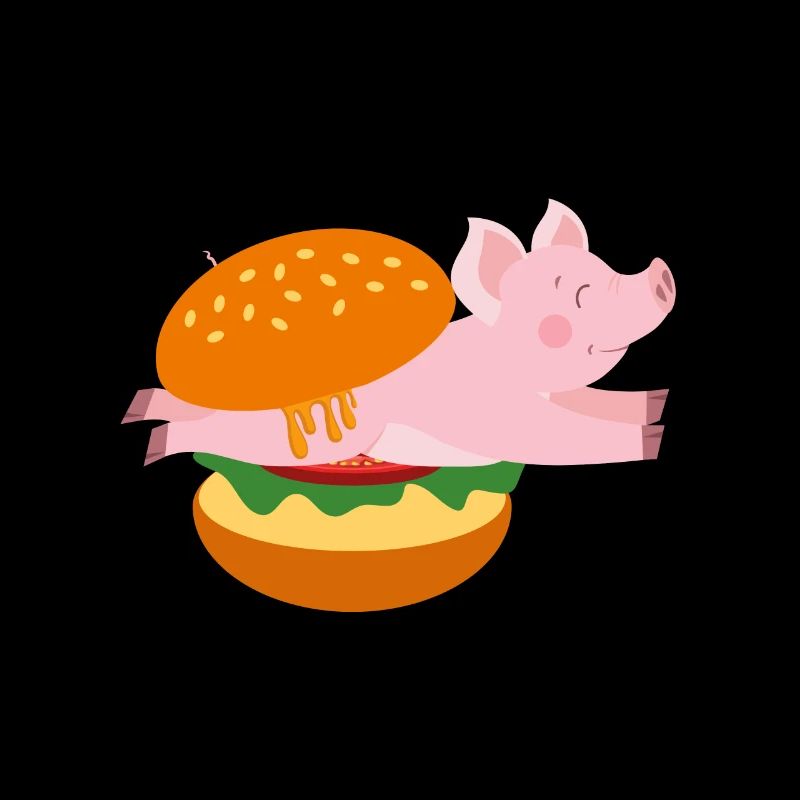Schwein im Burger Tier Geschenk Lustig