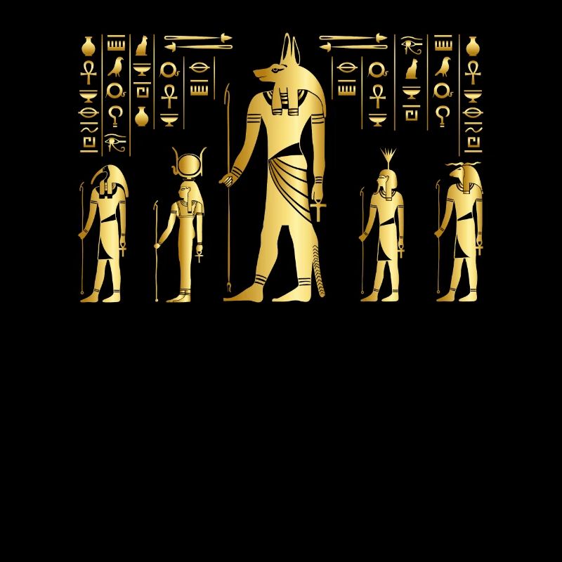 Hiéroglyphes égyptiens Anubis Bastet et Sphinx