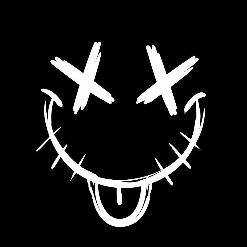 Smile avec x yeux langue et fermeture éclair bouche