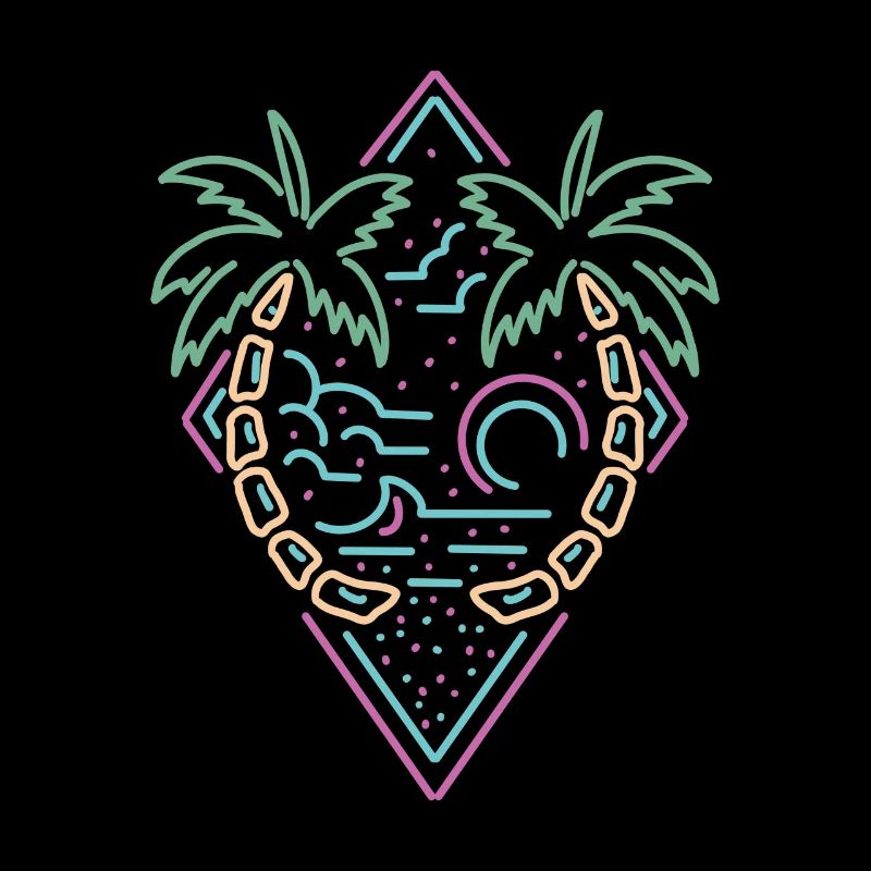 Island with palm trees with palm trees neon style