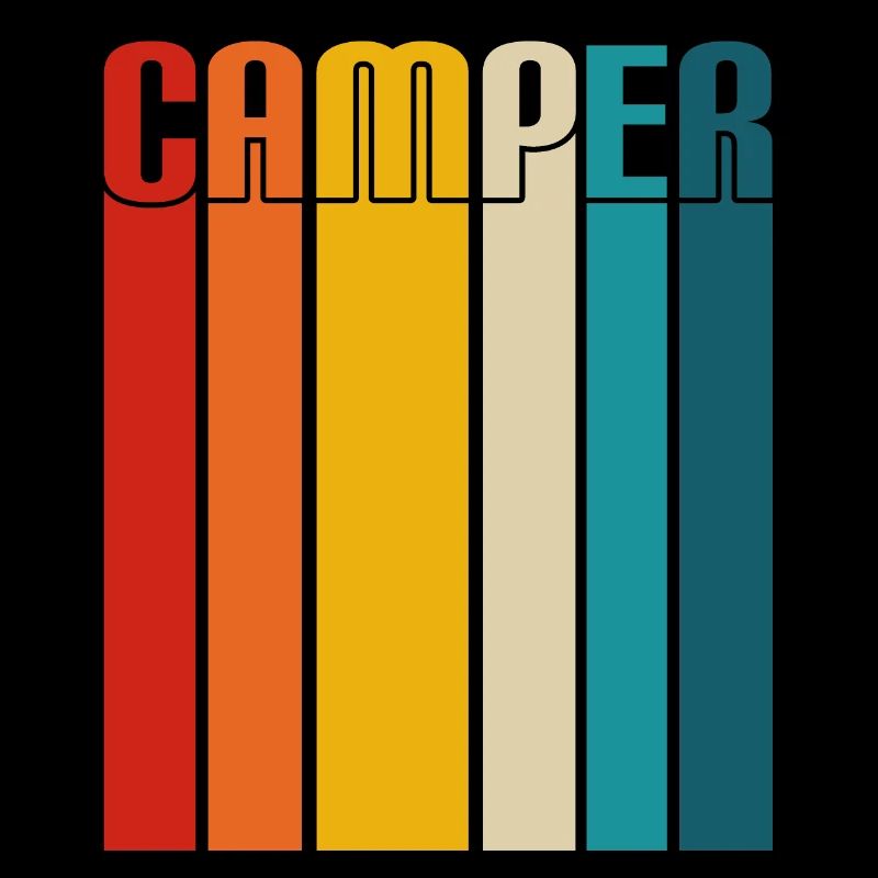 Camping retro coucher de soleil coloré