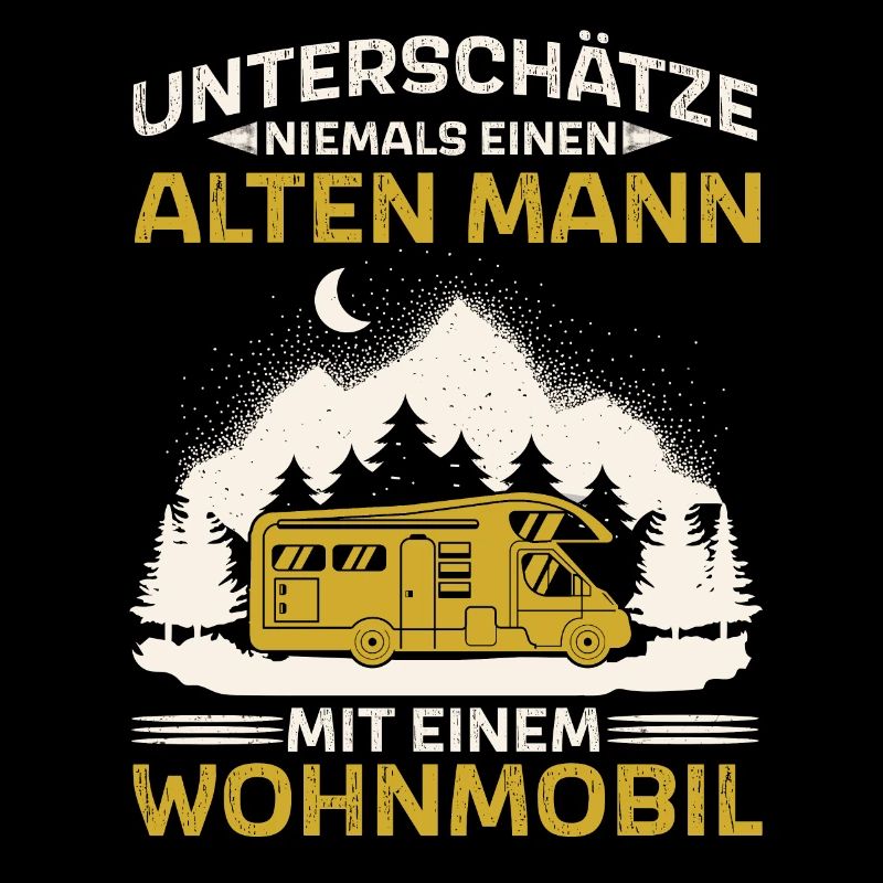 Alter Mann Camping Camper mit Wohnmobil