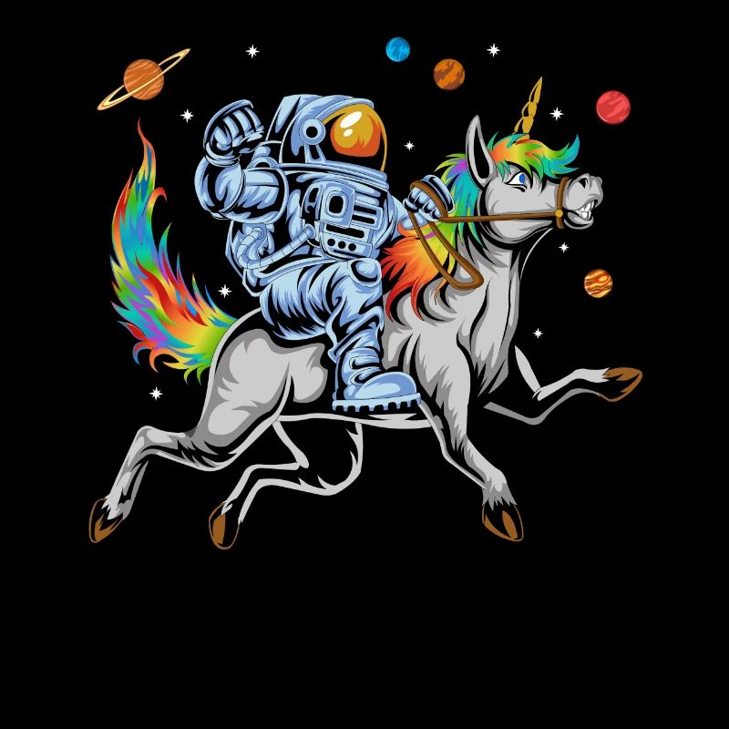 Astronaut reitet Einhorn