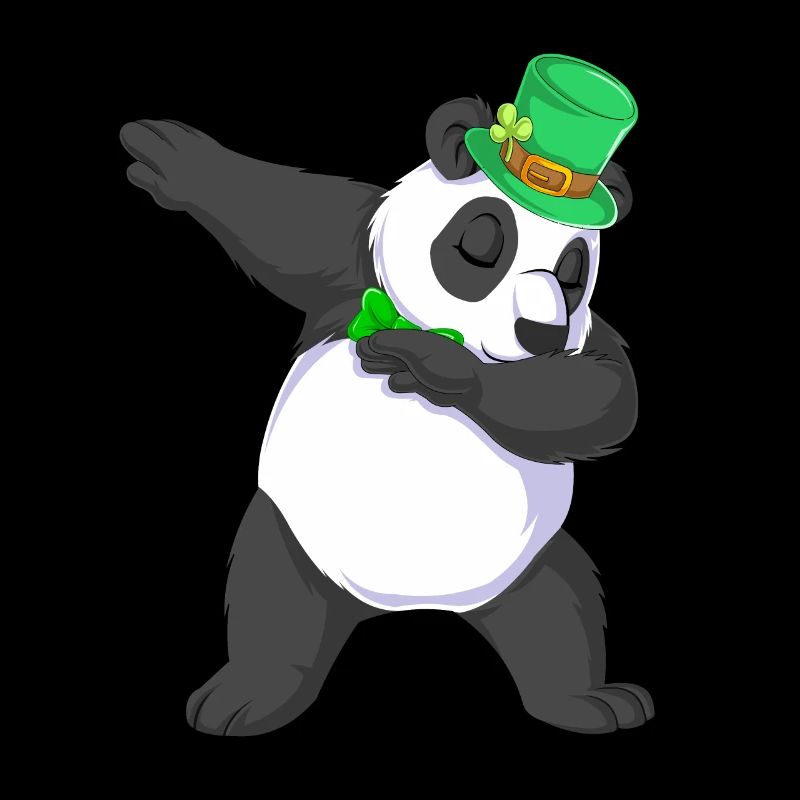 Dabbing Panda St Patricks Tag