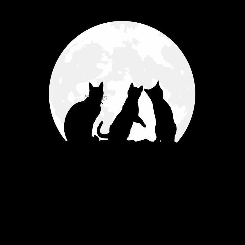 Three tabby cats staring at the moon - Cute Cat