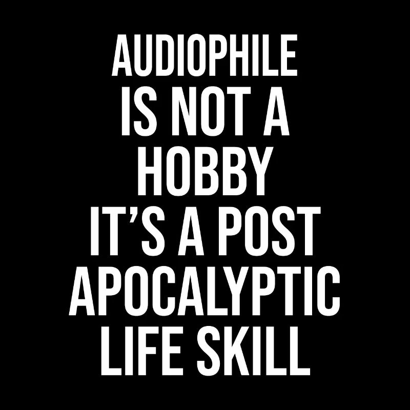AUDIOPHILE IS NOT A HOBBY, IT'S A POST APOCALYPTIC