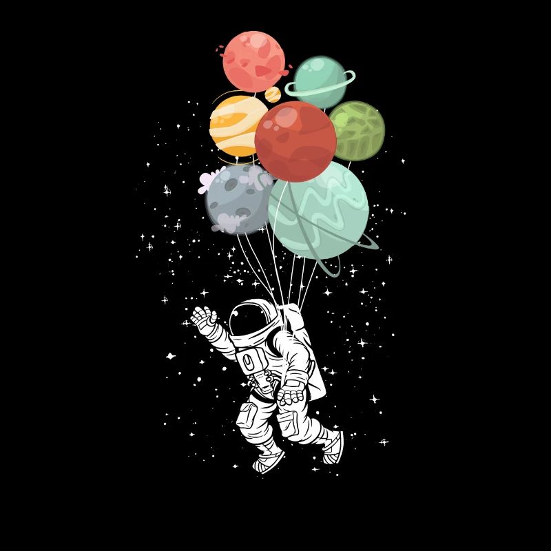 Astronaut holding Planet Balloons Space -