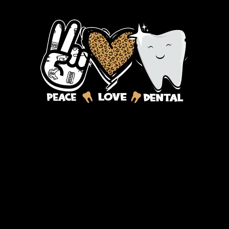 Peace Love Dental Leopard Heart Teeth - Tooth