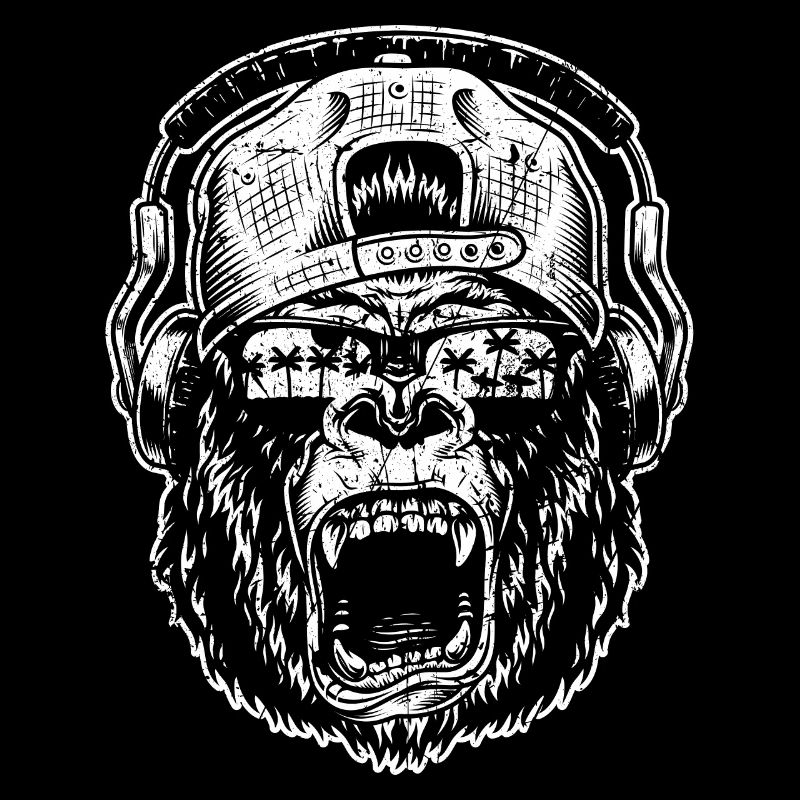 Monkey DJ mit Kopfhörer und Sonnenbrille Geschenki