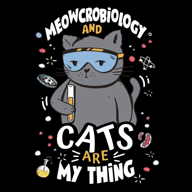 Microbiologiste Cat Lab Cartoon