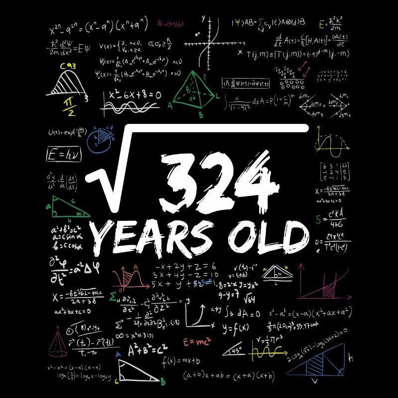 Square Root of 324 18TH Funny Math Birthday