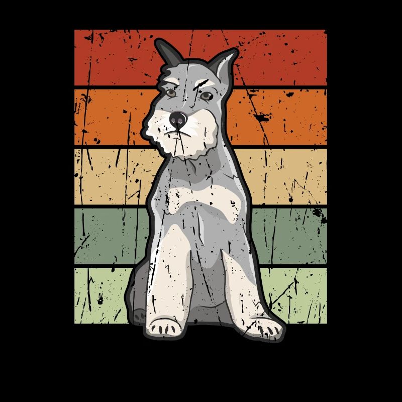 Schnauzer Silhoutte mit Retro-Farbhintergrund -