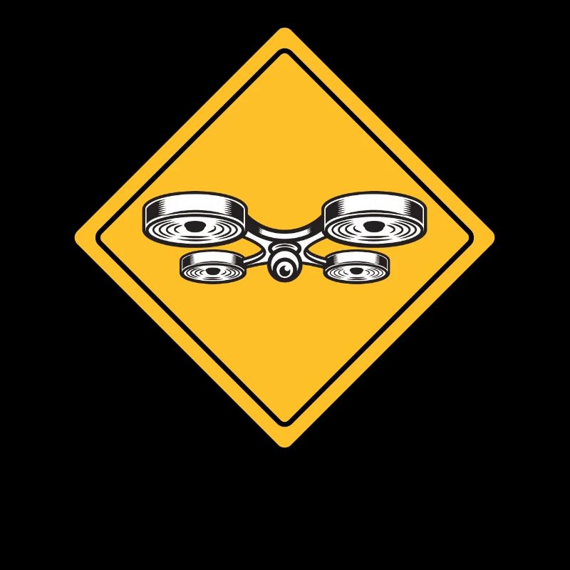 Drone with warning sign Drone flyer
