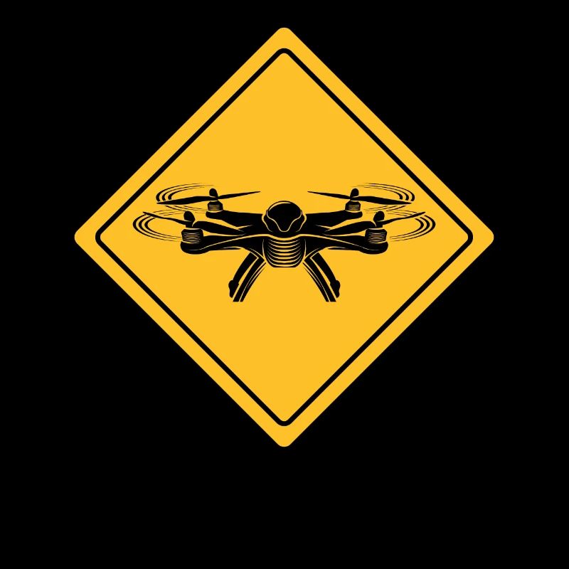 Drone with warning sign Drone flyer
