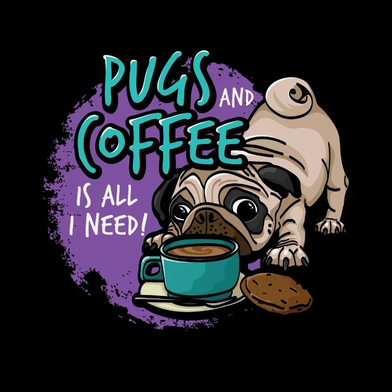 Funny pug dog head dog
