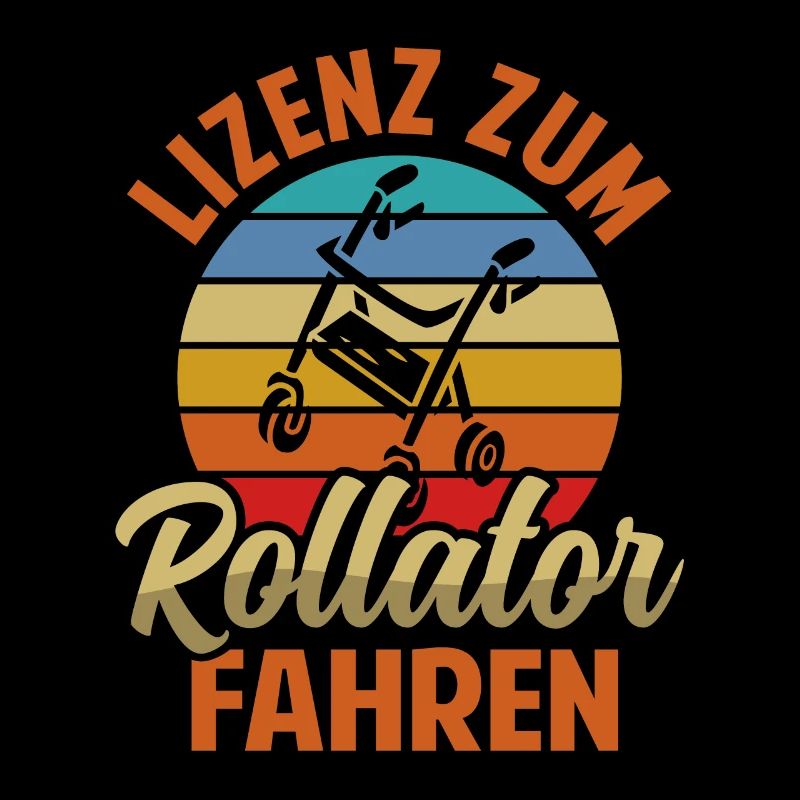 Rentner Rollator fahren Rente Retro