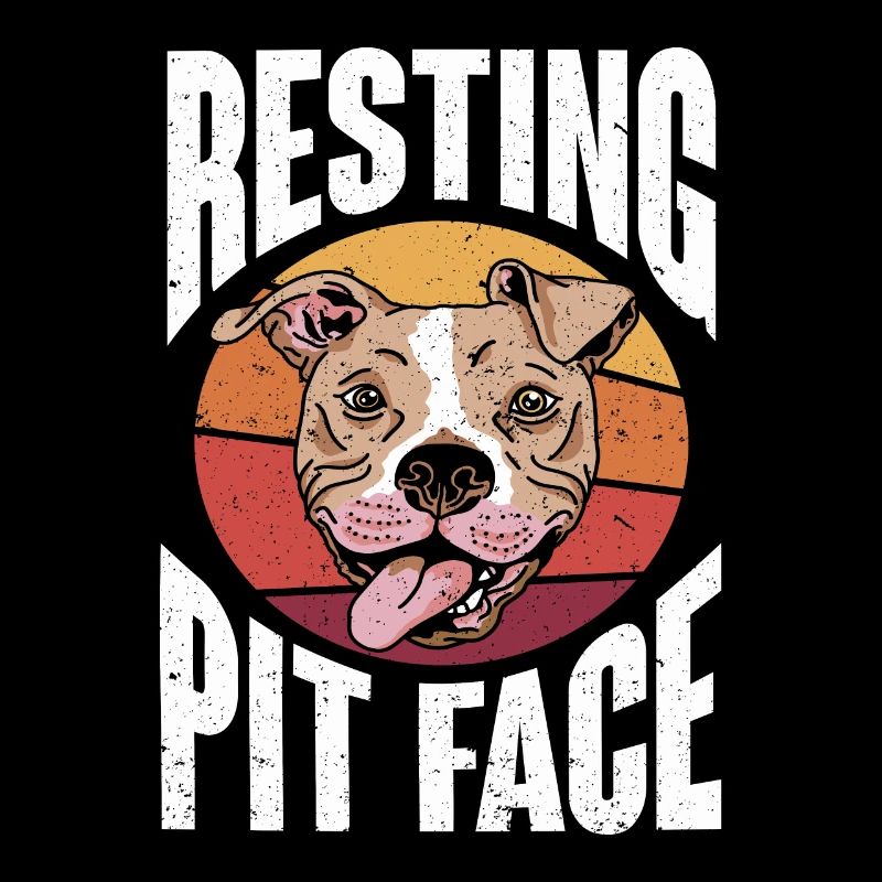 Retro Pitbull Dog Owner Resting Pit Face