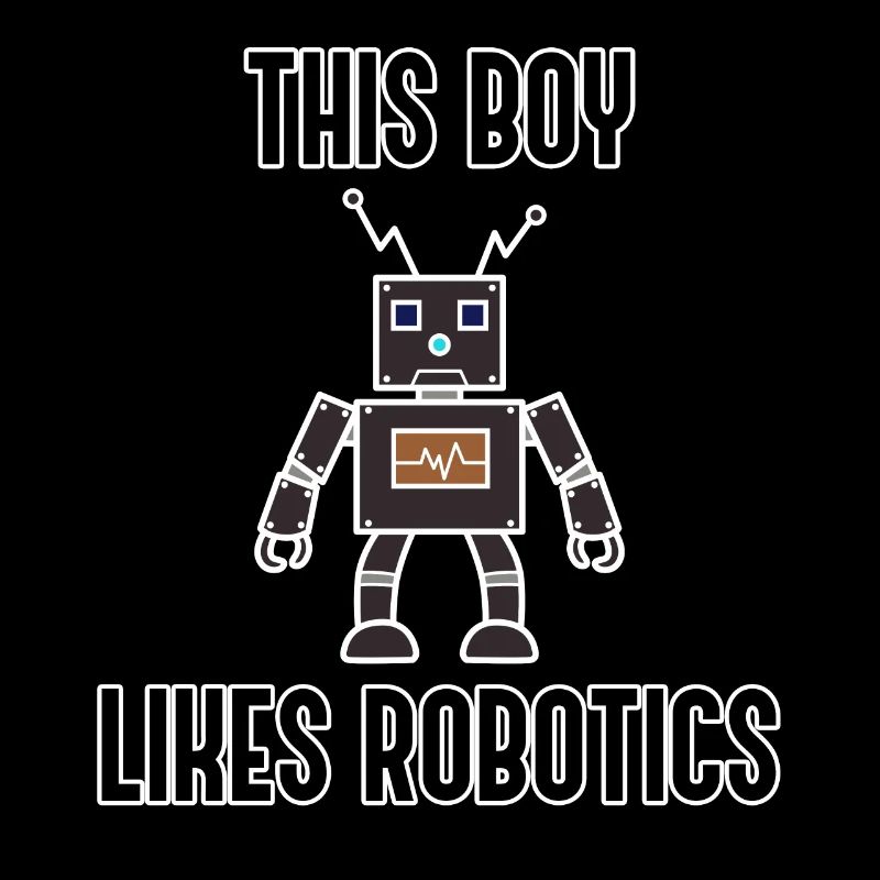Junge mag Roboter Ironische Robotertechnik