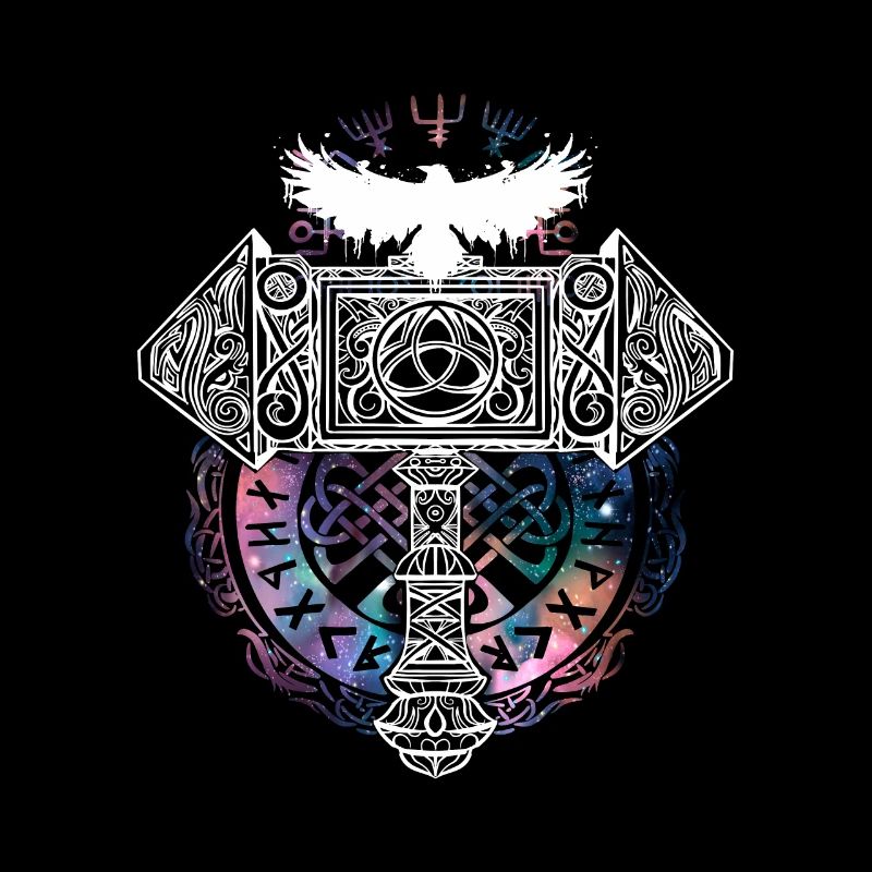 Thor Hammer Raven Mjölnir Rune Viking Galaxy
