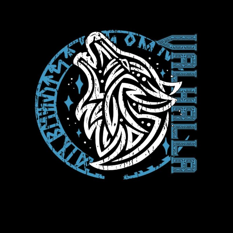 Valhalla Wolf Odin Runes Nordic Compass