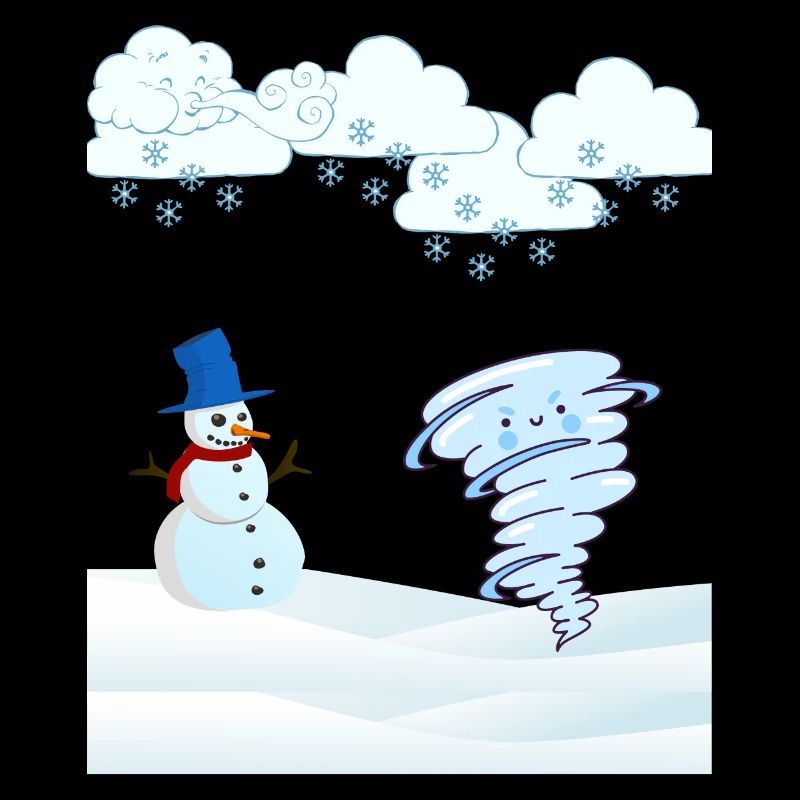 cute winter snowman and wind