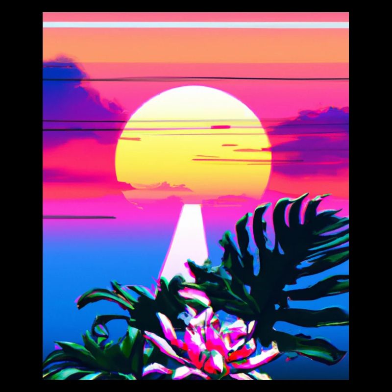 Synthwave Sun Hawaii Vaporwave Aesthetic