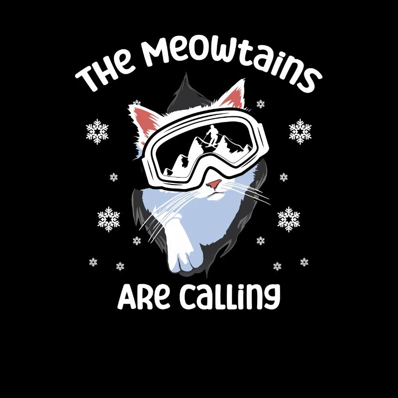 Snowboard Funny Meowtains Ski Lover Cat Mountain