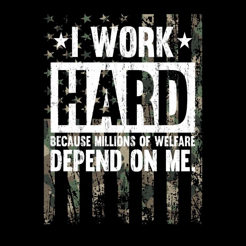 I Work Hard Camo American Flag Veteran Military