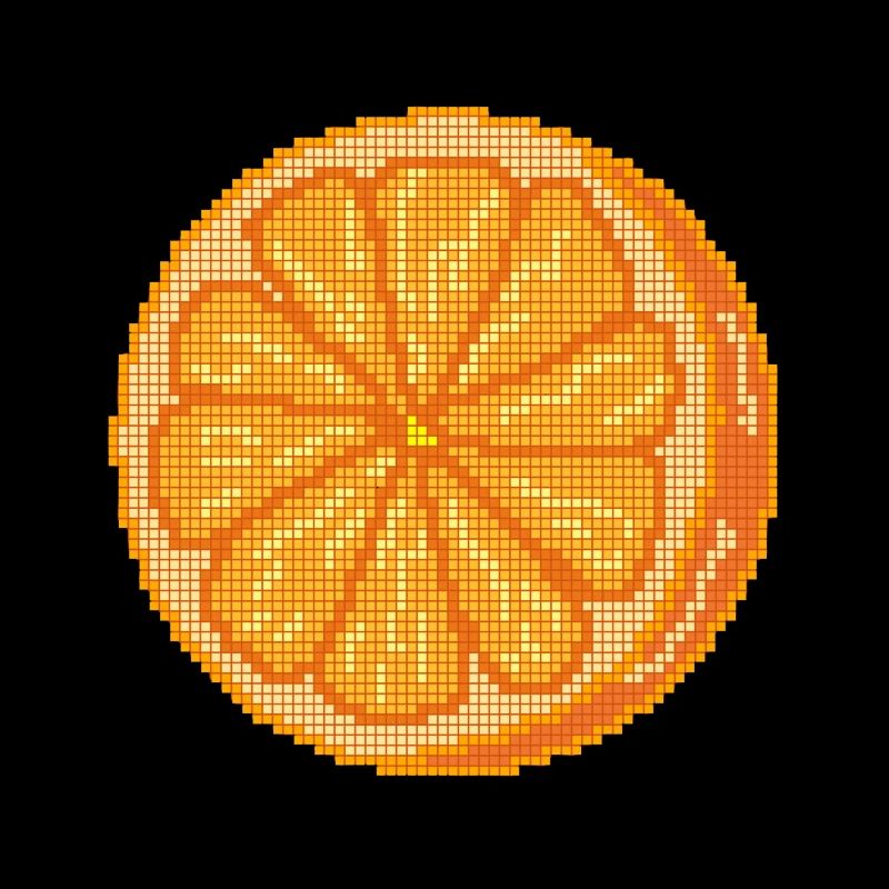 Fruit orange pixélisé
