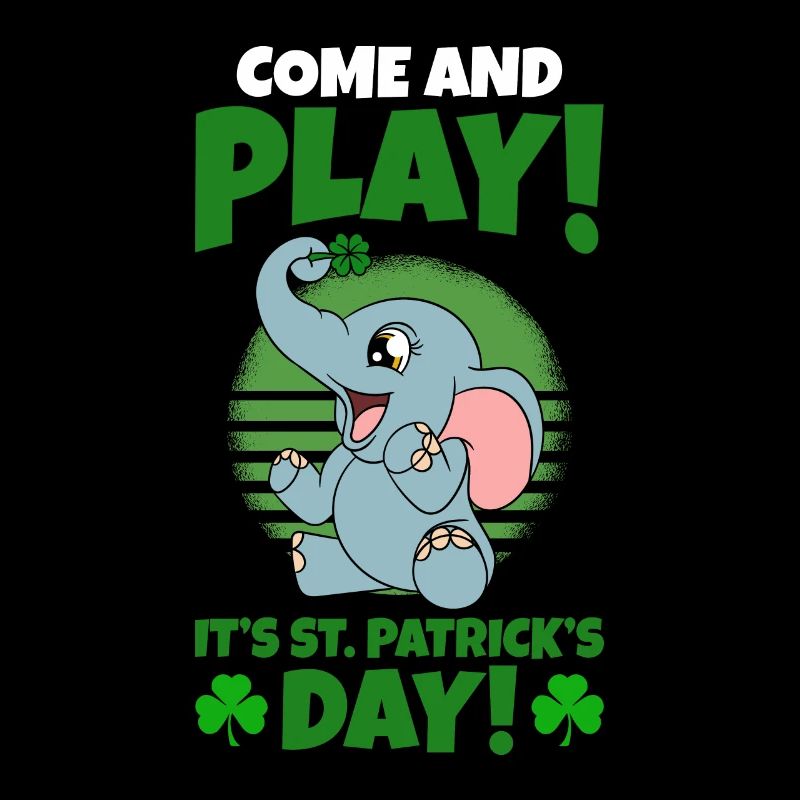 Niedlicher Elefant Kleeblätter St. Patrick's Day