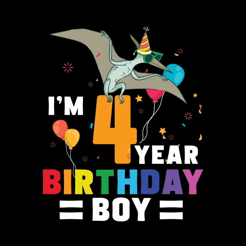 I'm 4 Birthday Boy Pterodactylus 4 Year Old 4th