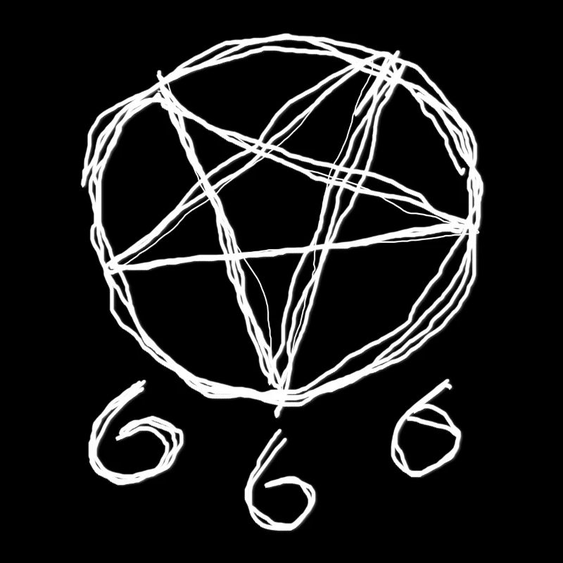 Hand-drawn pentagram with 666, Satan