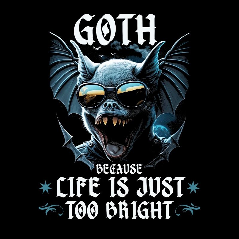 Gothic Life Is Too Bright, Emo Sunglasses Goth Bat