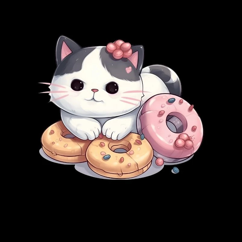 Kawaii Katze mit Donut