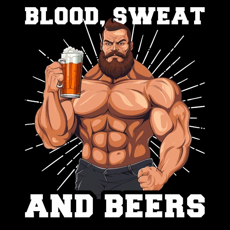 Bodybuilder Gym Bière Blood Sweat And Beers
