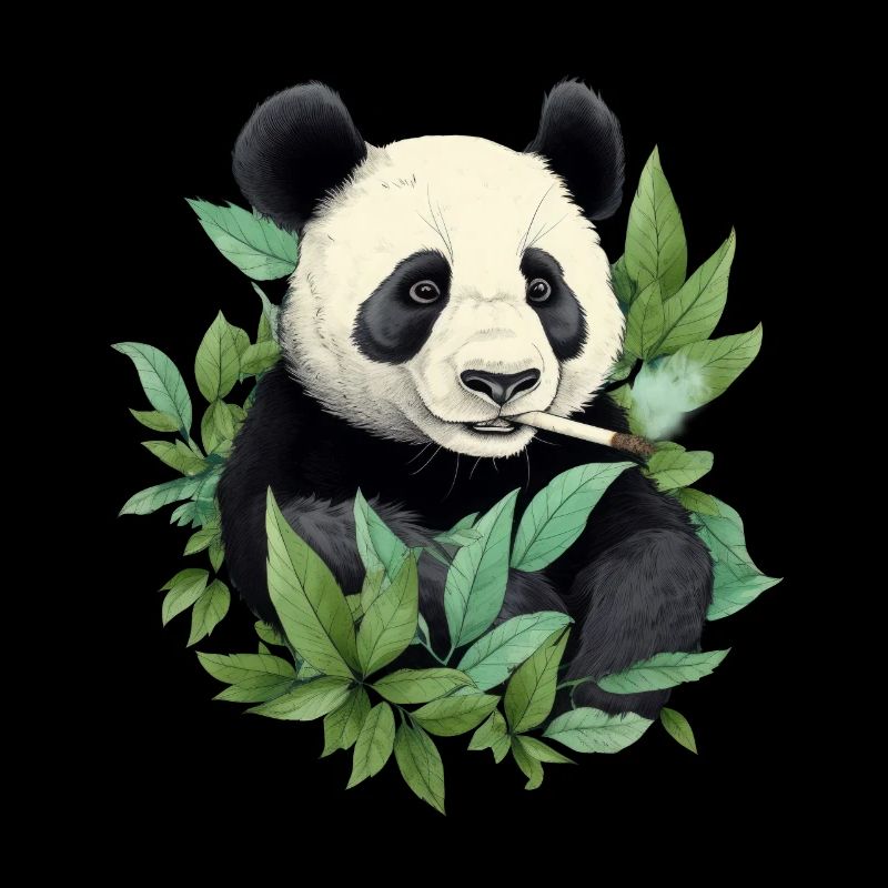 Panda bear smoking