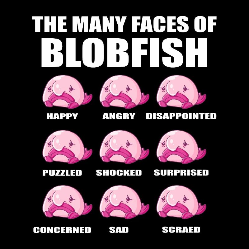 Costume de Blobfish - Visage de poisson Blob laid -