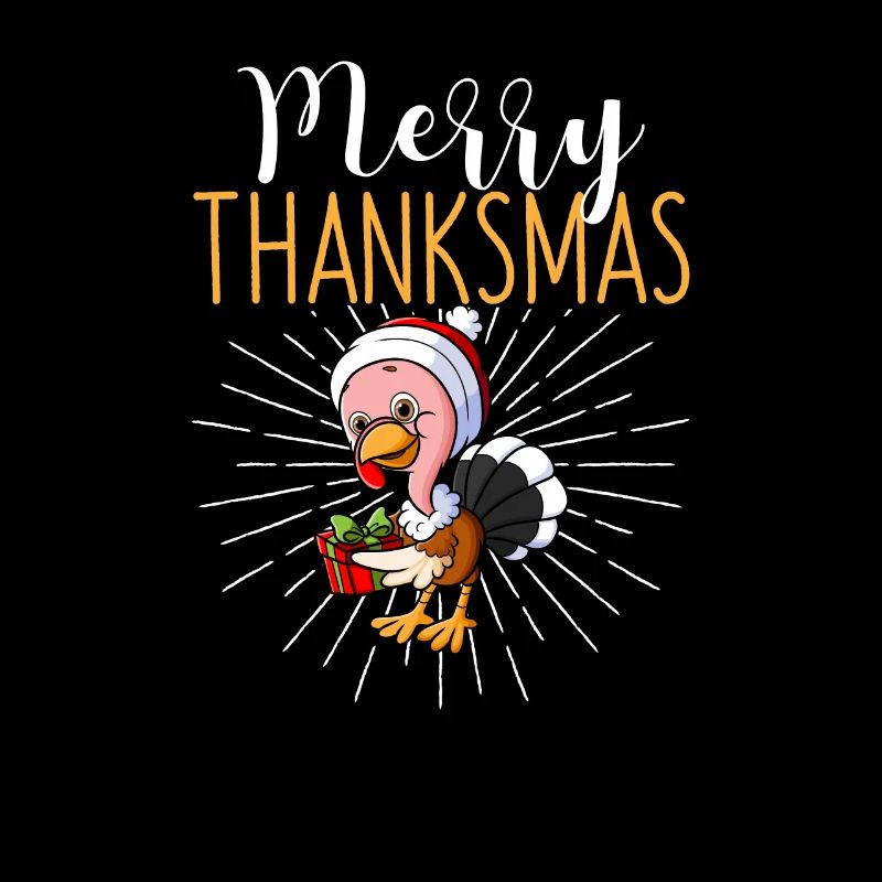 Frohe Thanksmas Santa Truthahn Tag Thanksgiving