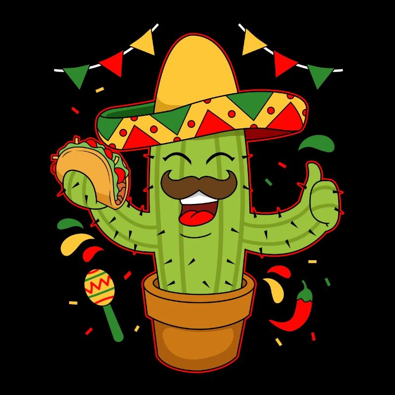 Mexico Maracas Sombrero Hat Tacos Cactus