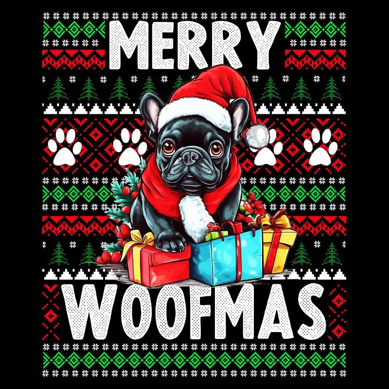 Pull de Noël moche Chien bouledogue Français - Chien Ch