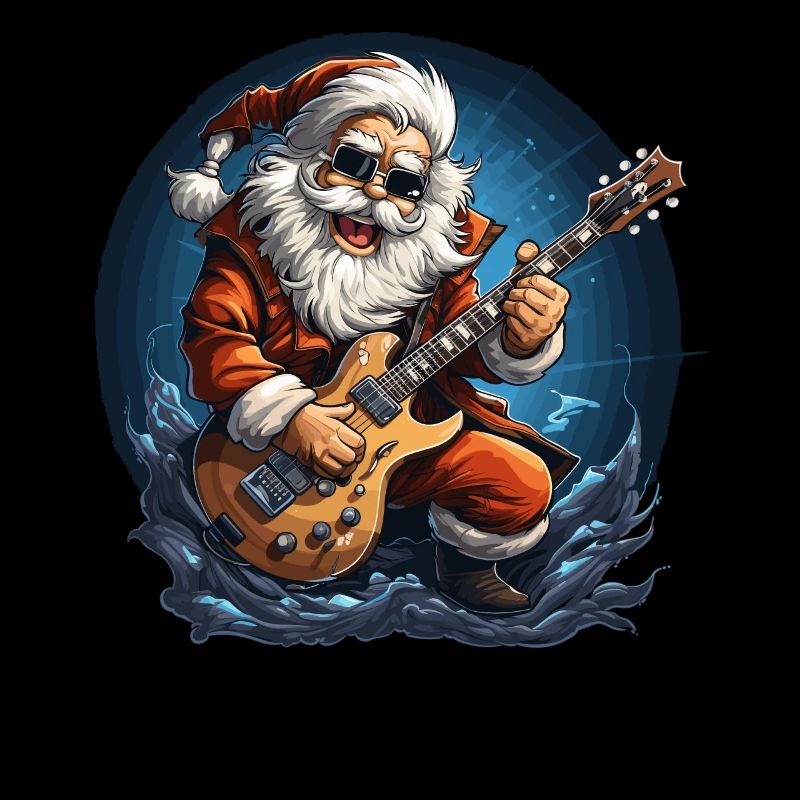 Lustiger Weihnachtsmann rockt die E-Gitarre