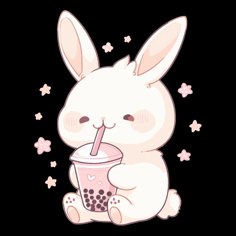 Kawaii Hase trinkt Boba Bubble Tea Chibi